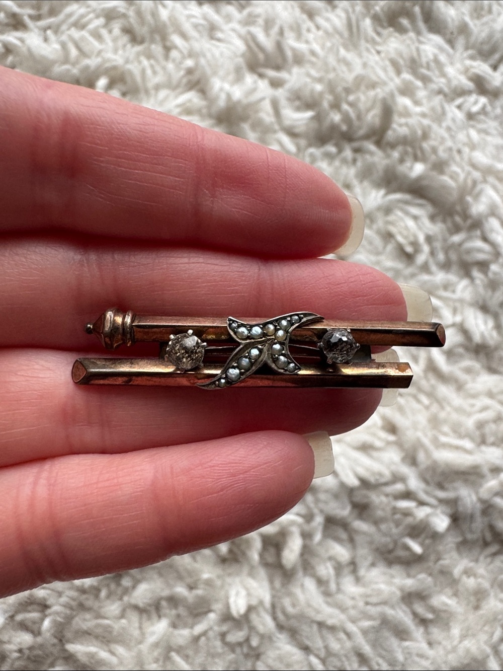 Antique 14K and Pearl Brooch